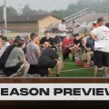 The Nelsonville-York Buckeyes in the huddle after a practice.