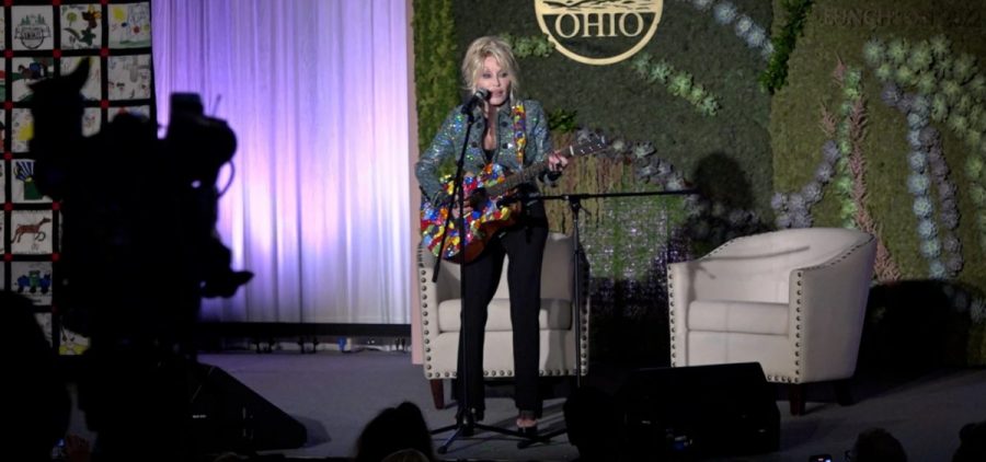 Dolly Parton performs at the celebration of the Dolly Parton Imagination Library in Ohio