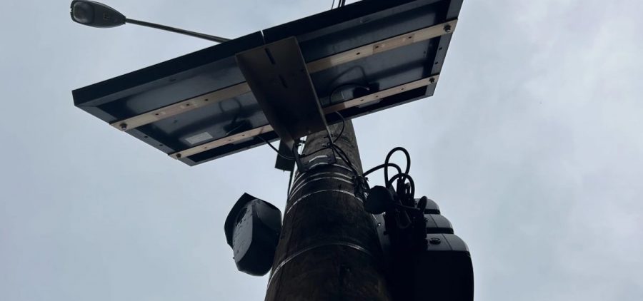 A Flock camera monitors a street in Columbus, Ohio.