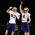 Two Bloom-Carroll players celebrate a touchdown against Fairfield Union.