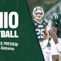 Ohio Football senior defensive lineman, Tyler Gillison celebrating after getting a tackle in a win against Jacksonville State