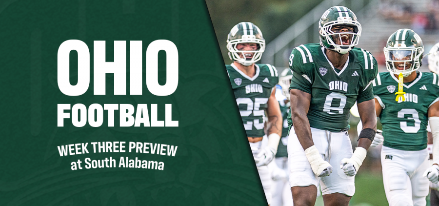 Ohio Football senior defensive lineman, Tyler Gillison celebrating after getting a tackle in a win against Jacksonville State