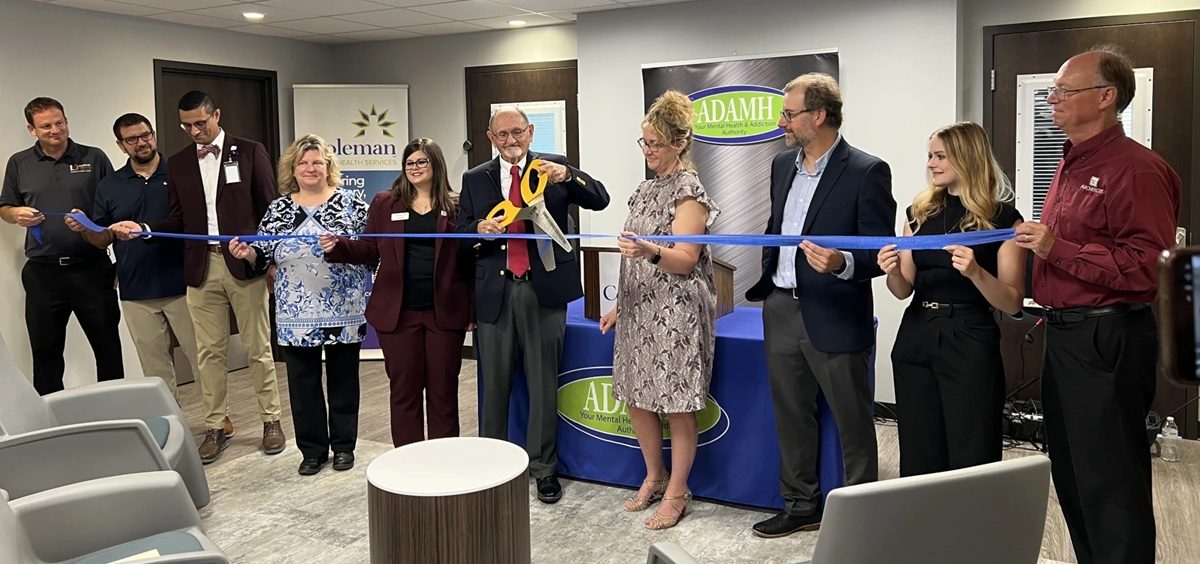 Dr. James Hagen cuts the ribbon at the newly opened James Hagen Crisis Care Center in Chillicothe.