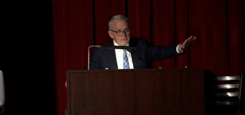 Gov. Mike DeWine speaks to the annual gathering of college and university trustees