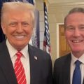 President Trump and U.S. Sen. Jon Husted, after Trump gave his address to Congress in March 2025