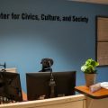 The front desk for the Center for Civics, Culture and Society at Cleveland State University