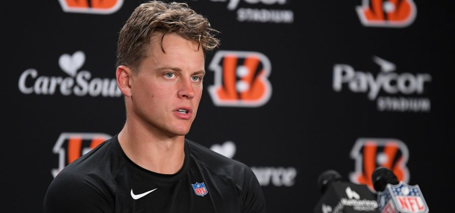Cincinnati Bengals quarterback Joe Burrow speaks during a news conference