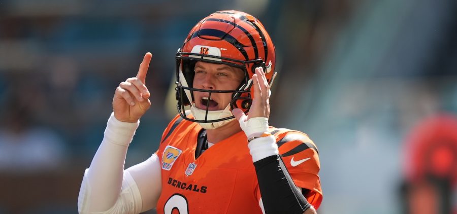 Cincinnati Bengals quarterback Joe Burrow calls a play during the second half of an NFL football game
