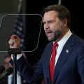 Vice President JD Vance speaks during a campaign rally at the Sharonville Convention Center,