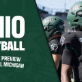Ohio Football preview against Central Michigan for week six. Image features Levi Davis drinking water.