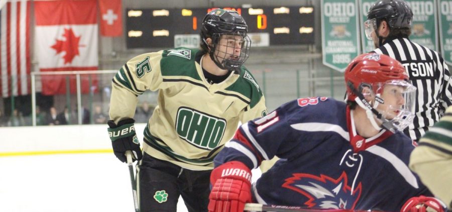 Ohio Hockey racing after Stony Brook player in 7-0 win