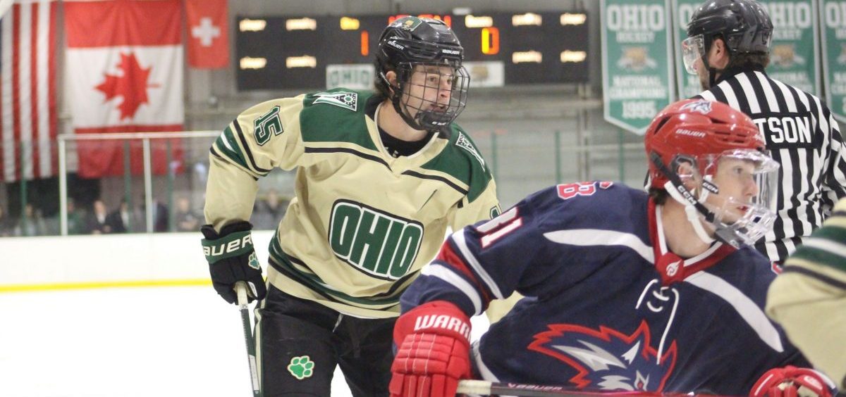 Ohio Hockey racing after Stony Brook player in 7-0 win