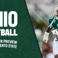 Ohio Football linebacker Jermaine Minnis in pursuit in win against Central Michigan