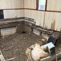 Much of the floor inside Community Church in Rutland has been ripped out because of flood damage, exposing the ground below.
