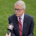 Gov. Mike DeWine talks to reporters on Oct. 14, 2026