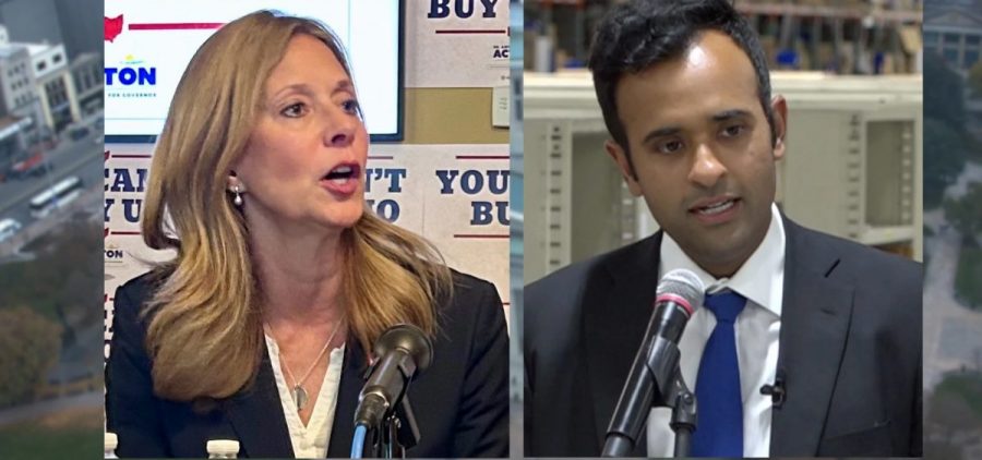 Candidates for Ohio Governor Amy Acton (D) and Vivek Ramaswamy (R).
