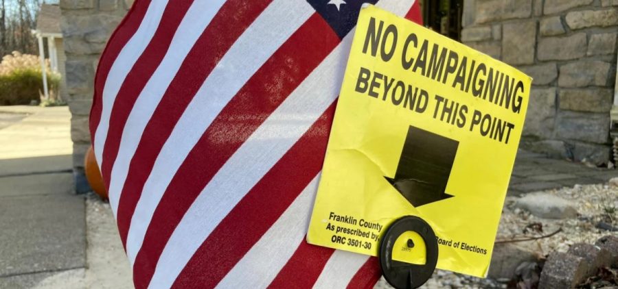 Flags denote a voting zone northeast of Columbus.